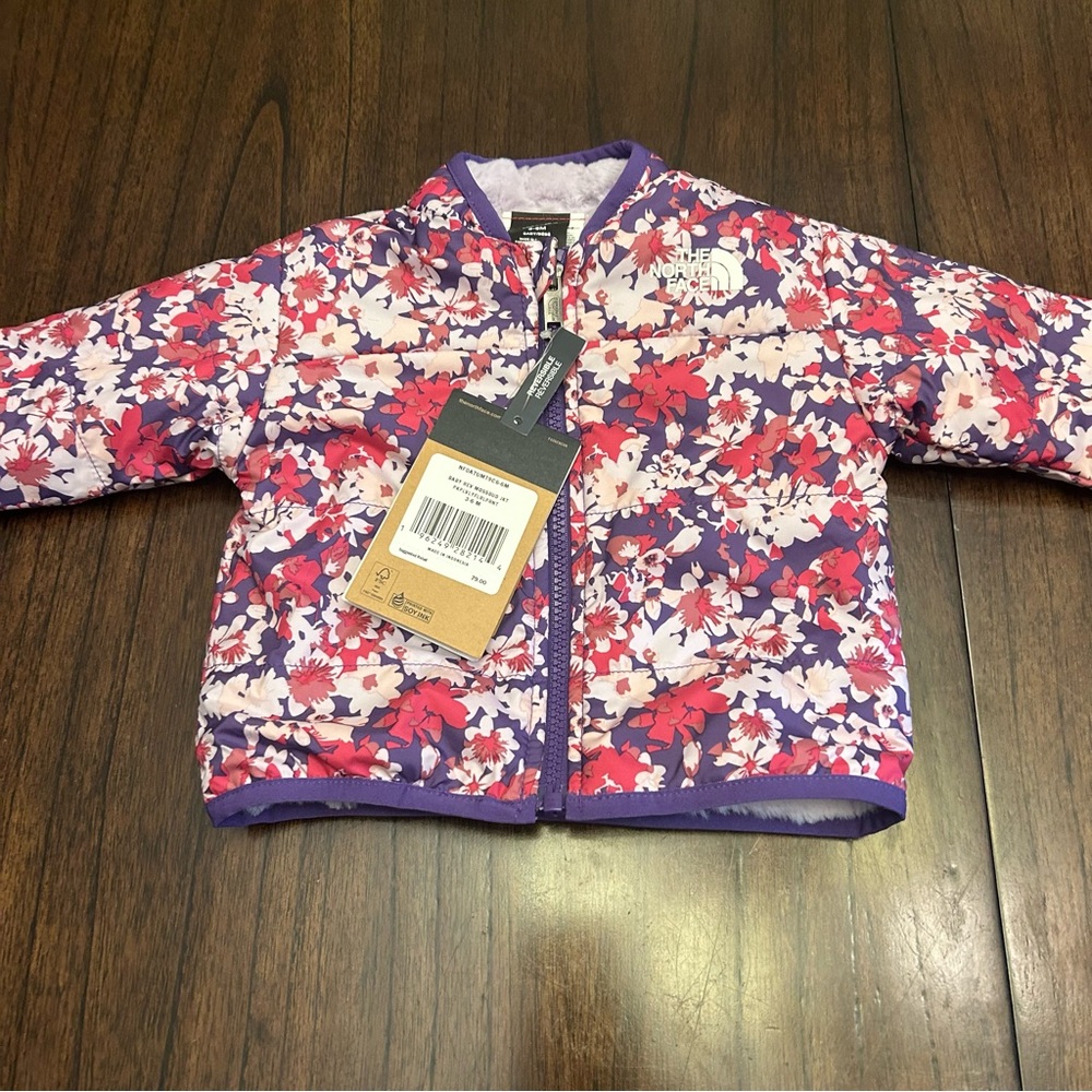THE NORTH FACE Infant Reversible Mossbud Jacket Purple Valley Floral Print 3-6mo